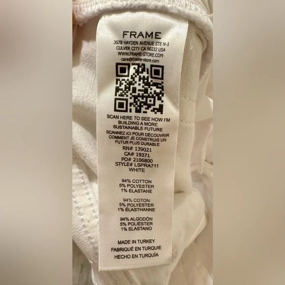 NWOT | FRAME Le Slim Palazzo Raw Hem Jeans | White | Full length | SZ 26 - Picture 12 of 13